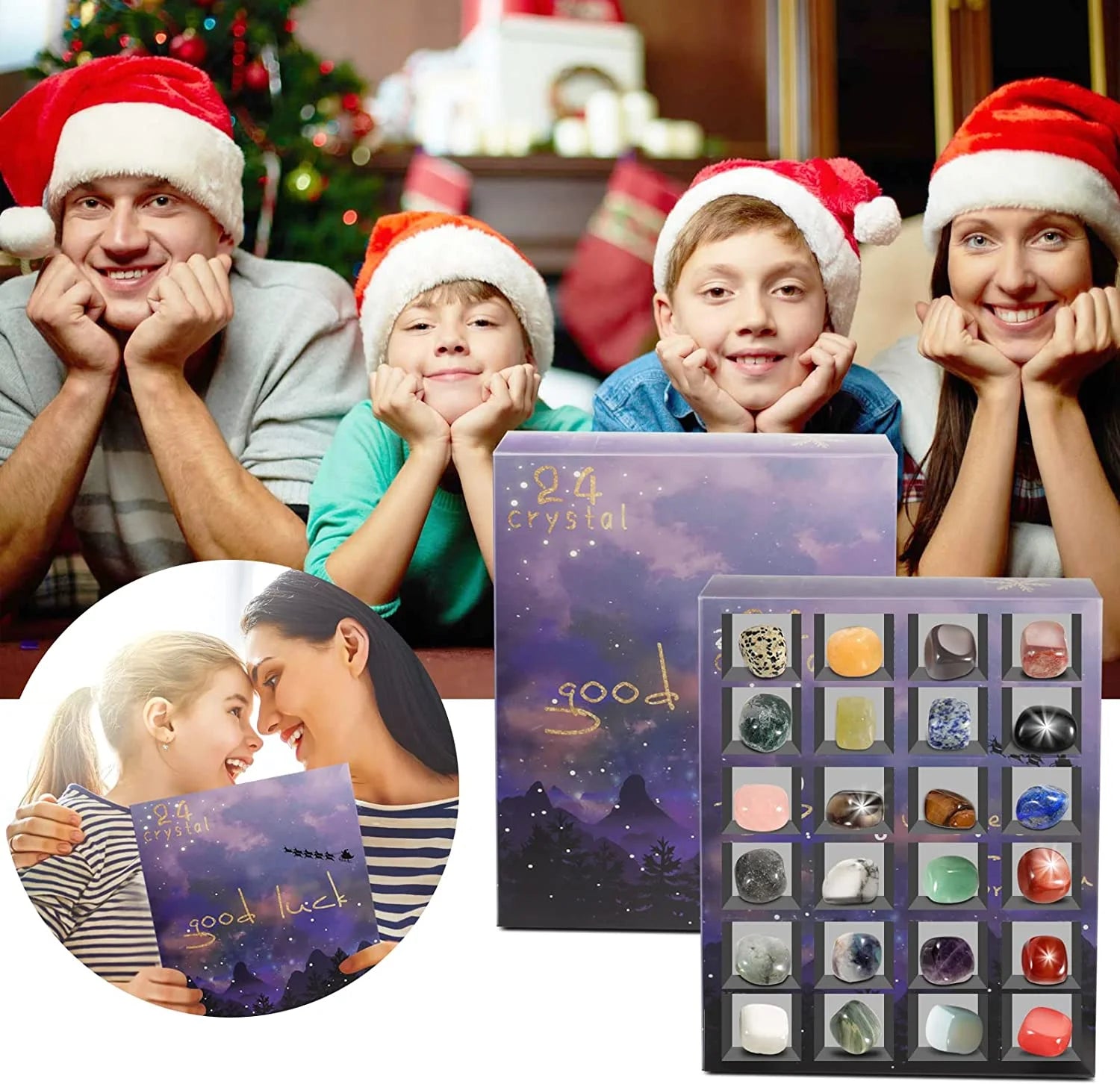 Advent Calendar 2022 Rocks 24 Days Natural Gemstone Stone Minerals & Fossils Christmas Countdown Calendar Rock Collection for Kids 2022 Advent Calendar for Birthday Xmas Girls Boys