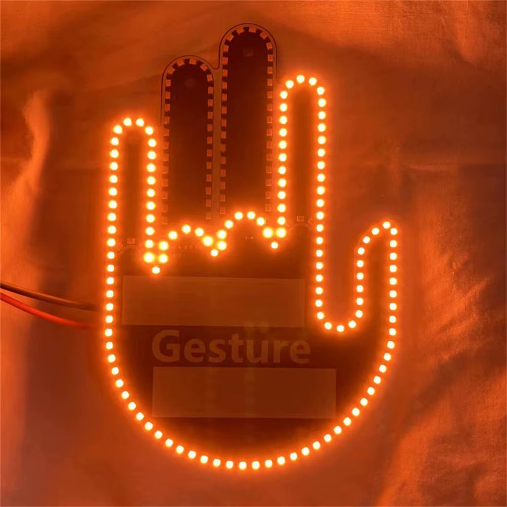 Car Hand Light Gesture LED Car Middle Finger up Back Window Car Sign LED Hand for Car