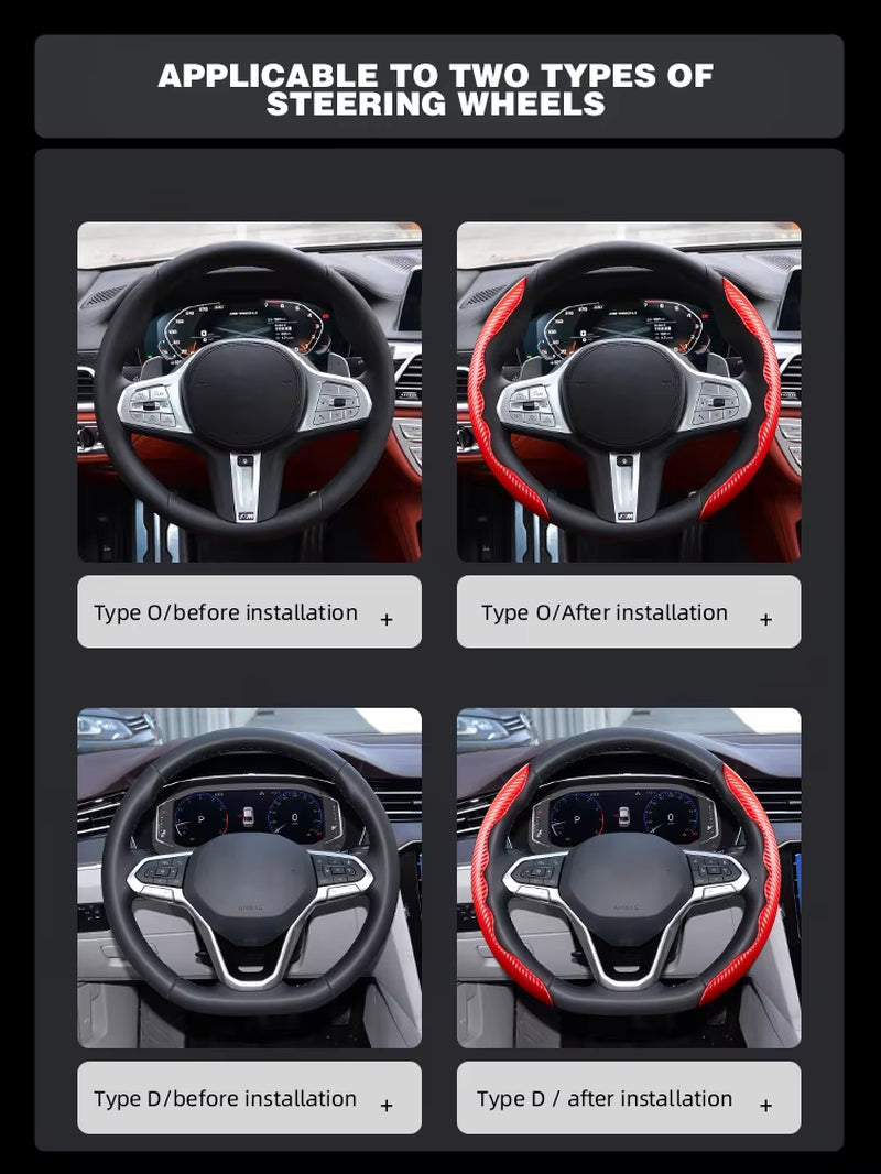 Universal Non-Slip Carbon Fiber Car Steering Cover Steering Wheel Booster Cover for Car Anti-Skid Accessories