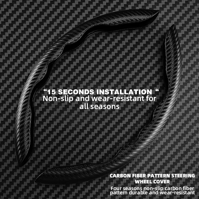 Universal Non-Slip Carbon Fiber Car Steering Cover Steering Wheel Booster Cover for Car Anti-Skid Accessories