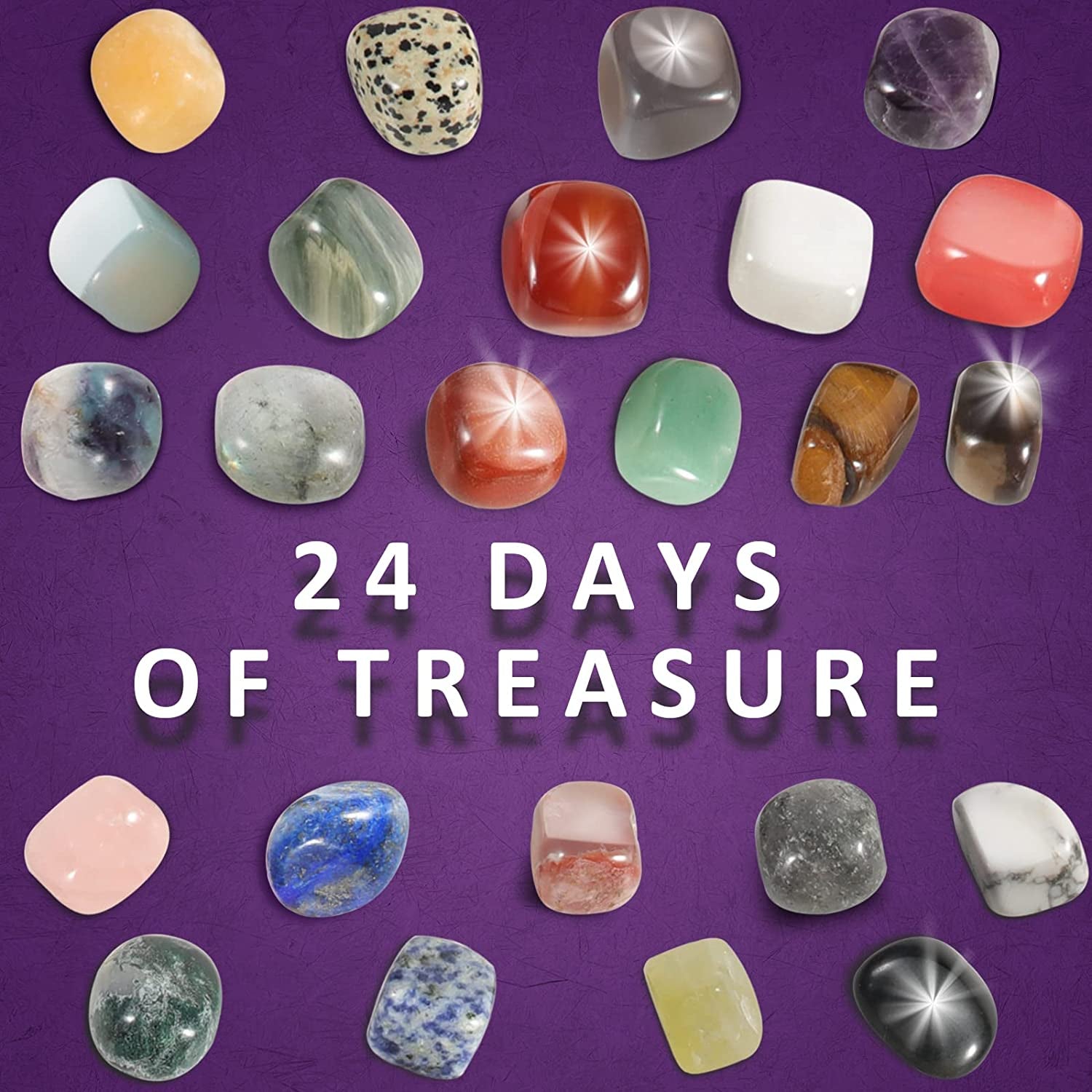 Advent Calendar 2022 Rocks 24 Days Natural Gemstone Stone Minerals & Fossils Christmas Countdown Calendar Rock Collection for Kids 2022 Advent Calendar for Birthday Xmas Girls Boys