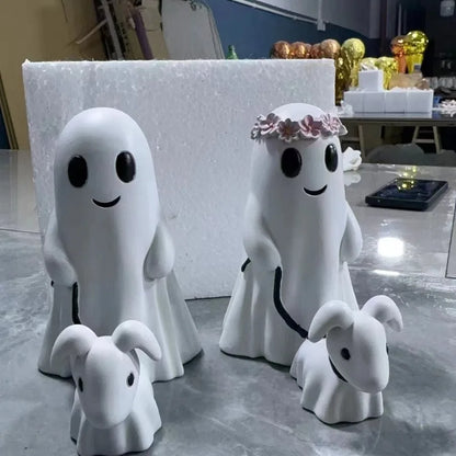 15CM Halloween Decoration Ghost Dog Walking Statue Resin Desktop Decoration Ghost Model Cute Ghost Figurine Home Decor