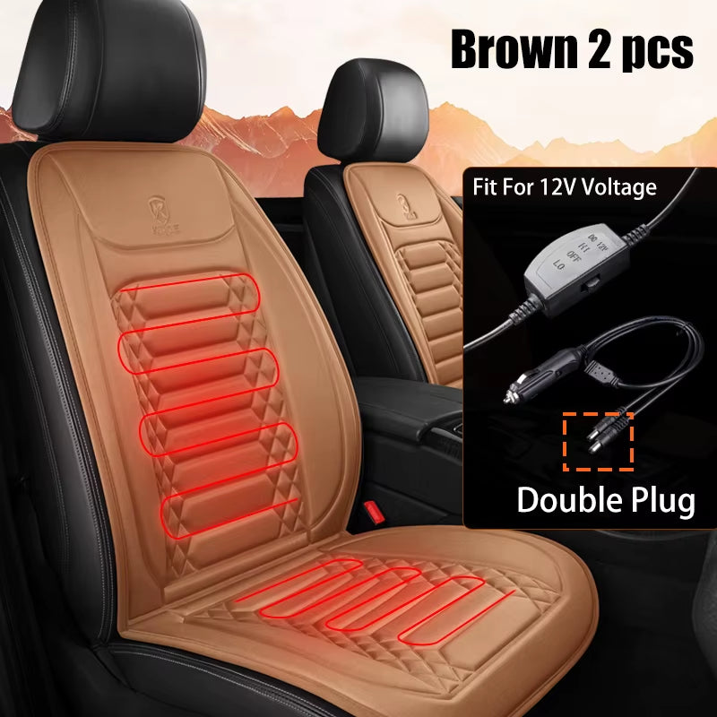 1/2Pcs Winter Heated Car Seat Cover 12V Heating Warmer Car Seat Cushion Auto Universal Car Seat Protector Cloak Cover Pads Set
