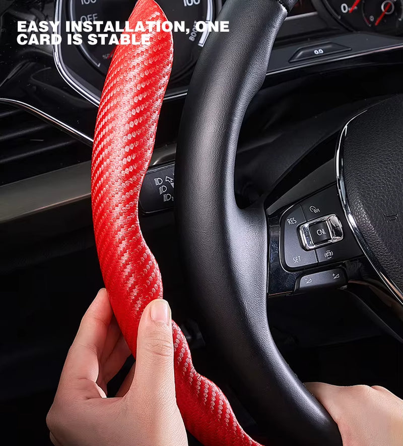 Universal Non-Slip Carbon Fiber Car Steering Cover Steering Wheel Booster Cover for Car Anti-Skid Accessories